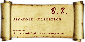 Birkholz Krizosztom névjegykártya